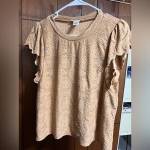 Urban Romantics Tan Lace short sleeve shirt - size medium